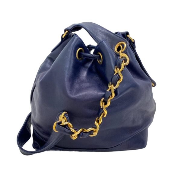 z0005402 2 Chanel Drawstring Chain Shoulder Bag Blue