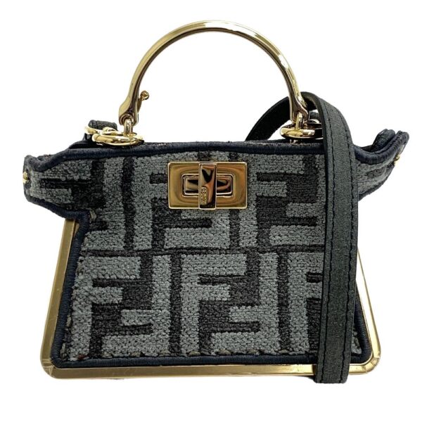 z0005742 1 Fendi Micro Peekaboo Zucca Handbag Black