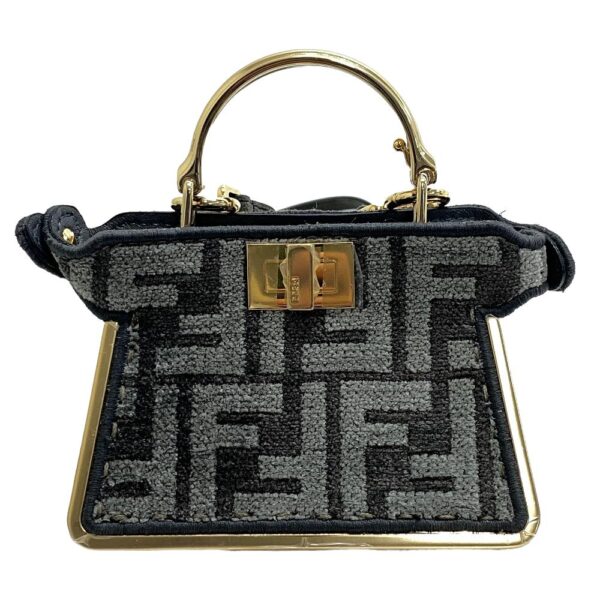 z0005742 2 Fendi Micro Peekaboo Zucca Handbag Black