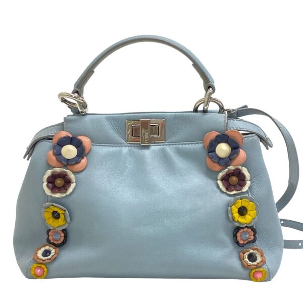 z0005975 3 Fendi Mini Peekaboo 2Way Handbag Blue