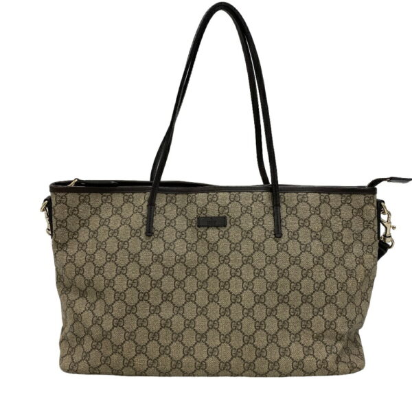 z0006699 1 Gucci 2Way GG Supreme Tote Bag Brown