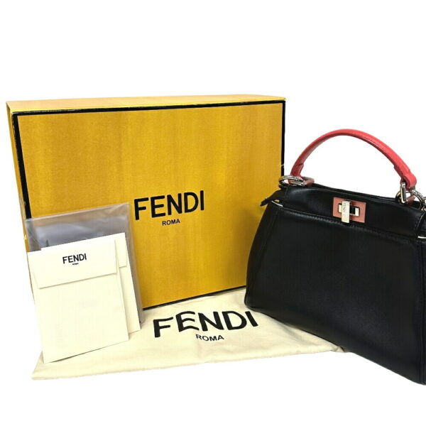 z0007102 13 Fendi Mini Peekaboo 2Way Handbag Black