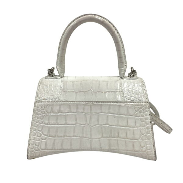 z0007134 2 Balenciaga Hourglass 2Way Handbag Croco White