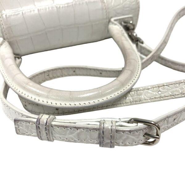 z0007134 6 Balenciaga Hourglass 2Way Handbag Croco White