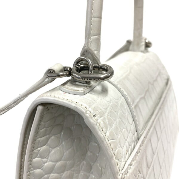 z0007134 7 Balenciaga Hourglass 2Way Handbag Croco White