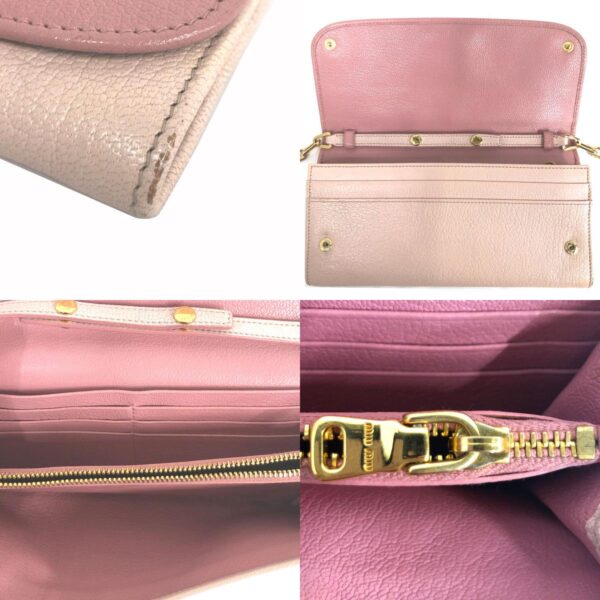 z0028 4 c Miu Miu Long Wallet Chain Wallet Leather Pink