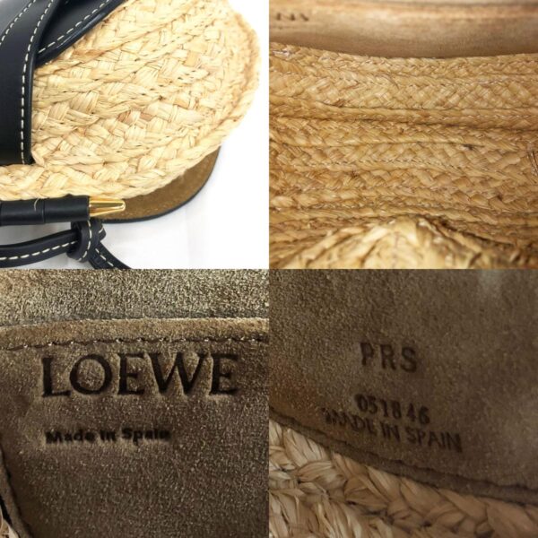 z0039 5 c Loewe Mini Gate Leather Raffia Crossbody Shoulder Bag Black