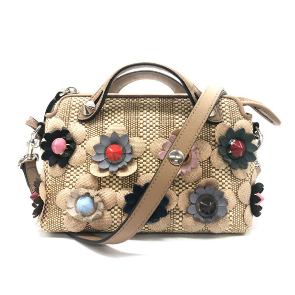 z0077 1 Fendi By the Way 2Way Crossbody Shoulder Bag Canvas Beige Multicolor