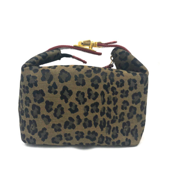 z0089 1 Fendi Leopard Handbag Canvas Leather Leopard