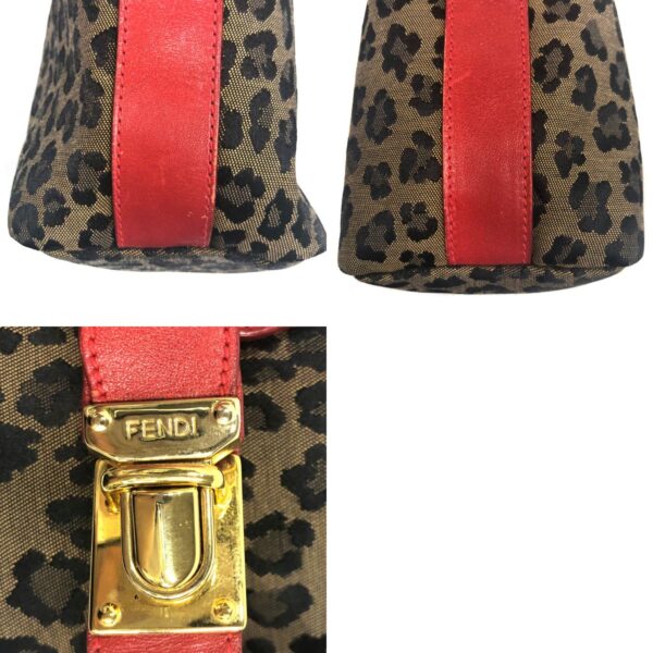 z0089 11 c Fendi Leopard Handbag Canvas Leather Leopard