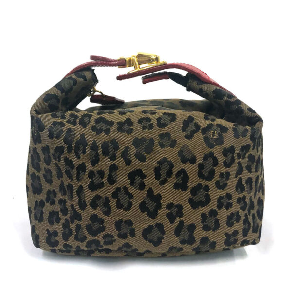 z0089 2 Fendi Leopard Handbag Canvas Leather Leopard