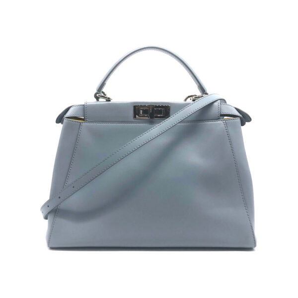 z0100 1 Fendi Peekaboo Selleria Shoulder Bag Leather Blue