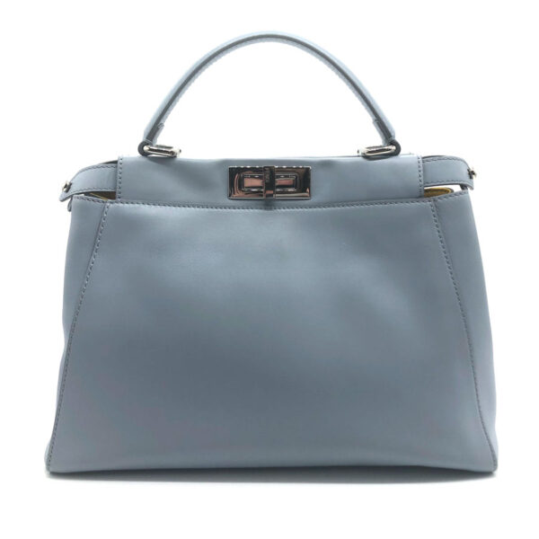 z0100 2 Fendi Peekaboo Selleria Shoulder Bag Leather Blue