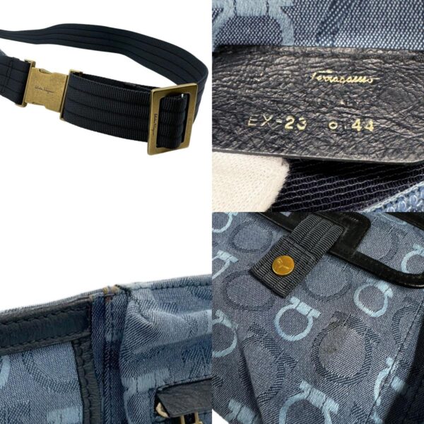 z01000 11 c Salvatore Ferragamo Gancini Canvas Waist Bag Blue