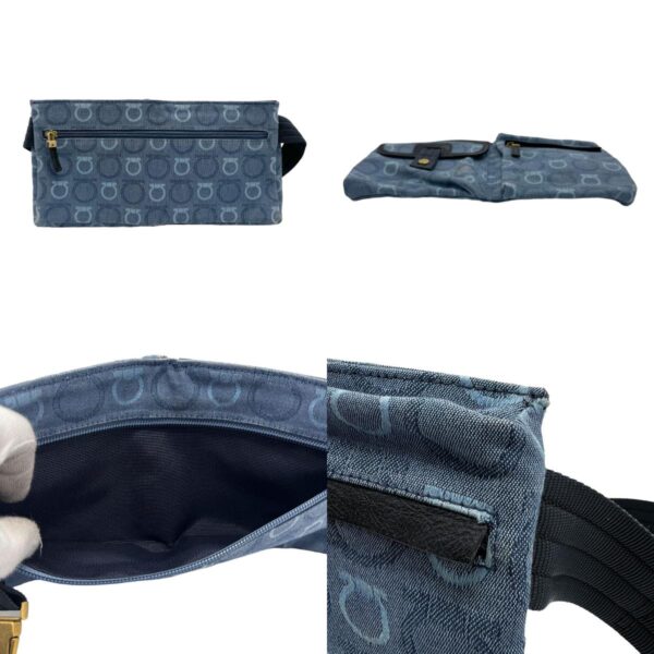 z01000 3 c Salvatore Ferragamo Gancini Canvas Waist Bag Blue