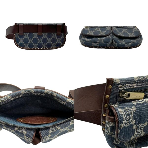 z01001 3 c Celine Waist Bag Macadam Denim Denim Blue