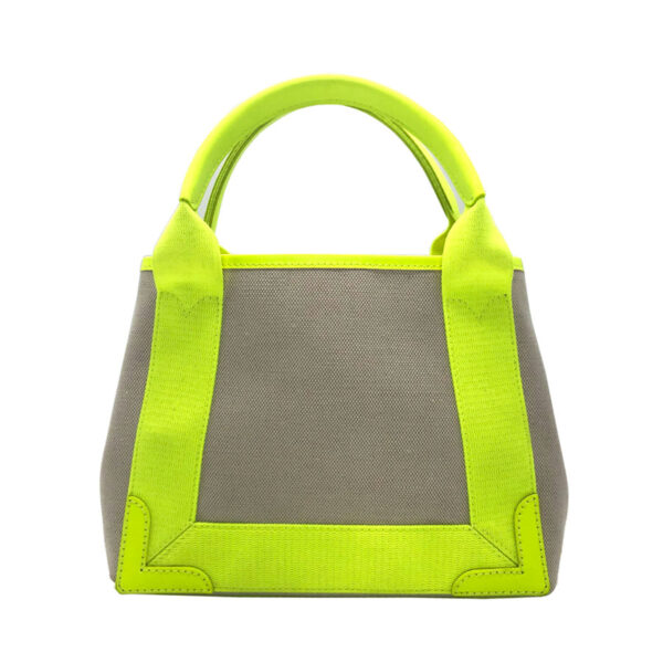 z0121 2 Balenciaga Canvas Shoulder Bag Beige Neon Yellow