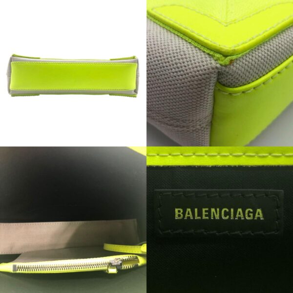 z0121 4 c Balenciaga Canvas Shoulder Bag Beige Neon Yellow