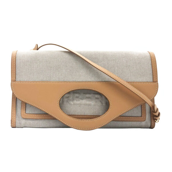 z0123 1 Burberry Canvas Shoulder Handbag Beige