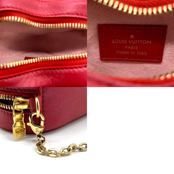 z0140 5 c Louis Vuitton Chain Shoulder Bag Heart on Chain Red Leather