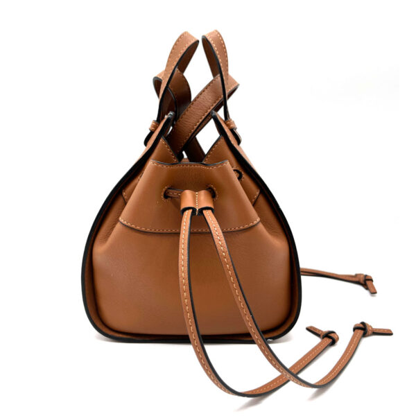 z0164 1 Loewe Hammock Drawstring Mini Leather Crossbody Shoulder Bag Brown