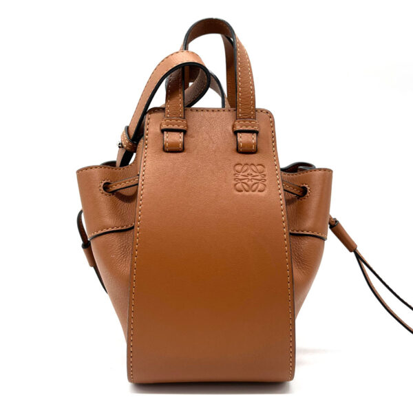 z0164 2 Loewe Hammock Drawstring Mini Leather Crossbody Shoulder Bag Brown