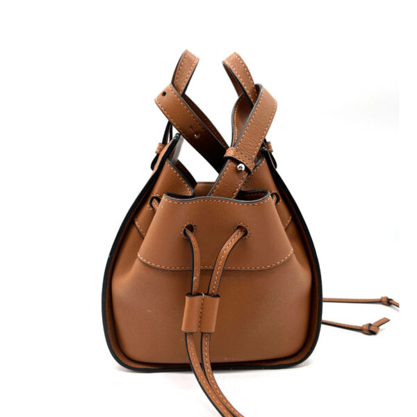 z0164 3 Loewe Hammock Drawstring Mini Leather Crossbody Shoulder Bag Brown