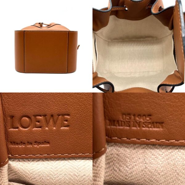 z0164 4 c Loewe Hammock Drawstring Mini Leather Crossbody Shoulder Bag Brown