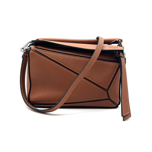 z0166 1 Loewe Puzzle Mini Leather Crossbody Shoulder Bag Brown