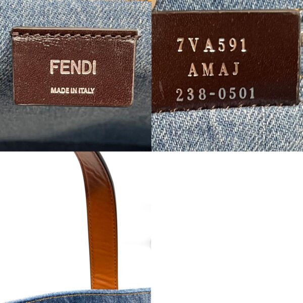 z0179 8 c Fendi Denim Shoulder Bag Leather Blue Brown