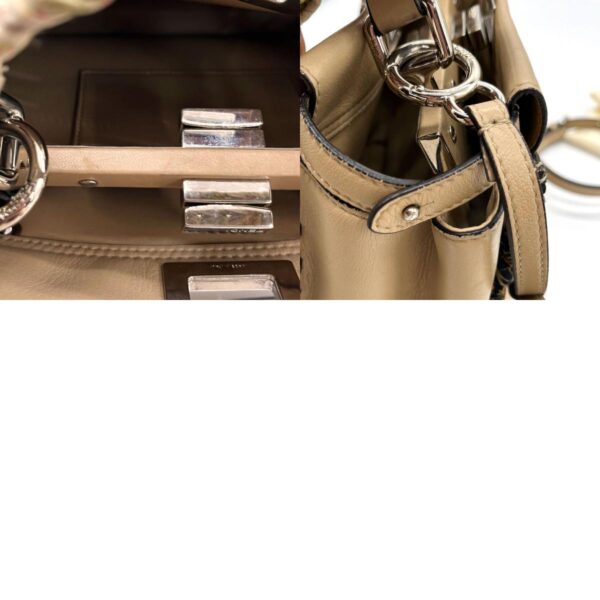 z0181 11 c Fendi Mini Peekaboo Crossbody Shoulder Bag Leather Beige