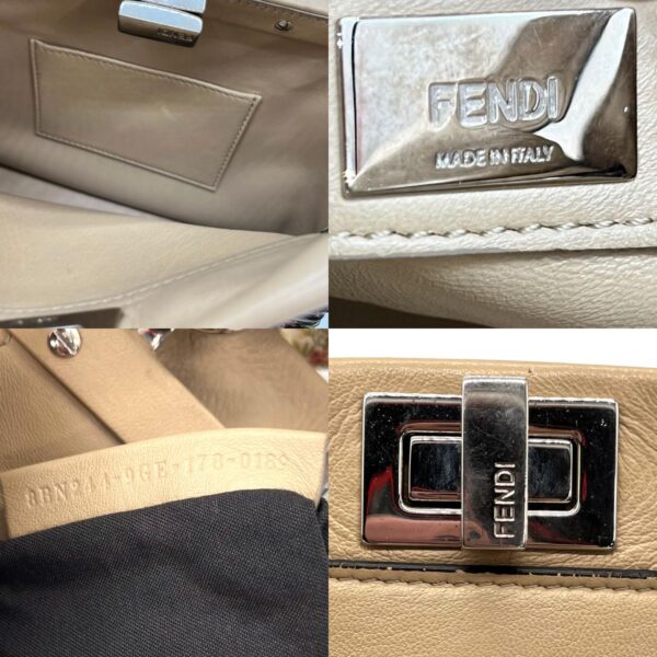 z0181 7 c Fendi Mini Peekaboo Crossbody Shoulder Bag Leather Beige