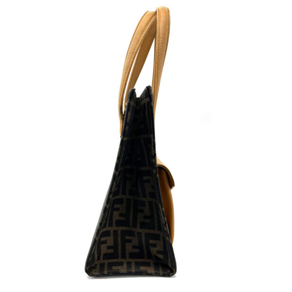 z0185 3 Fendi Shoulder Bag Zucca Canvas Leather Brown Beige