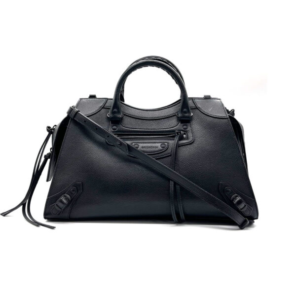 z0201 1 Balenciaga Leather Neo Classic City Bag Black