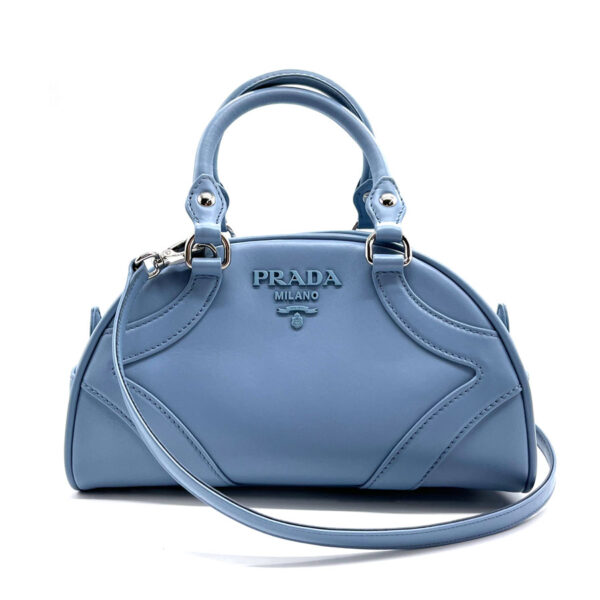 z0216 1 Prada Leather Crossbody Shoulder Bag Blue