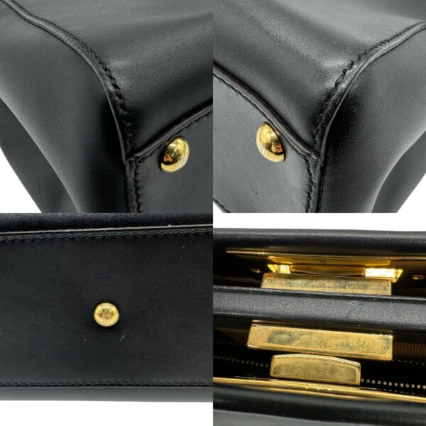 z0300 10 c Fendi Peekaboo Crossbody Shoulder Bag Leather Black