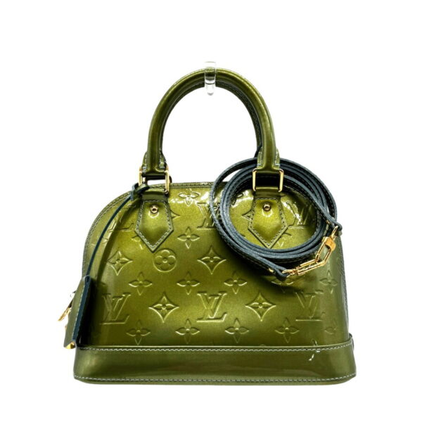 z0340 Louis Vuitton Alma BB Vernis Leather Crossbody Bag Givre