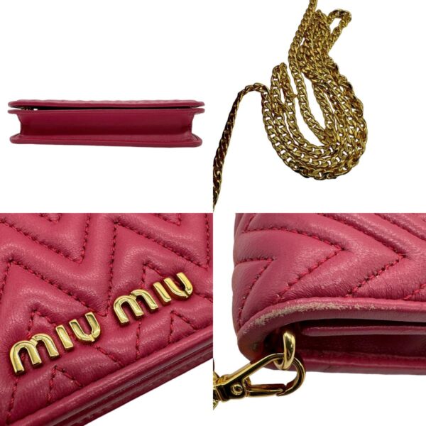 z0343 6 c Miu Miu Crossbody Shoulder Bag Pochette Leather Deep Pink