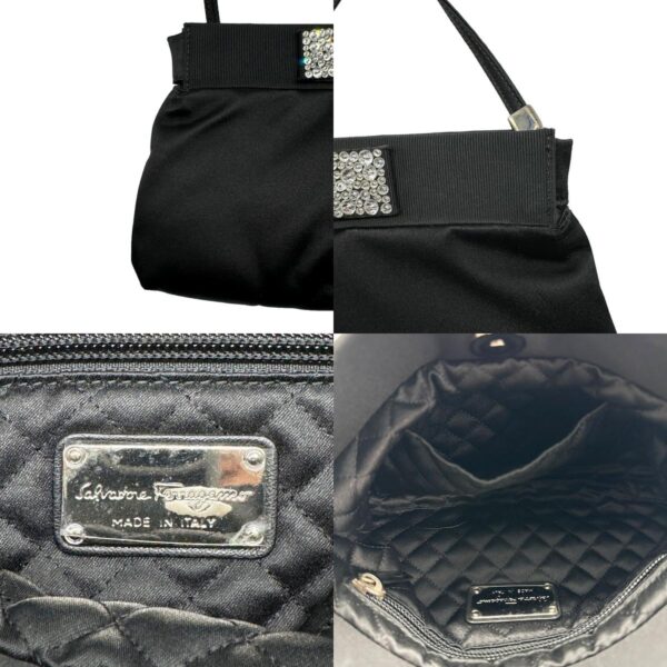 z0357 5 c Salvatore Ferragamo Vara Satin Shoulder Bag Black