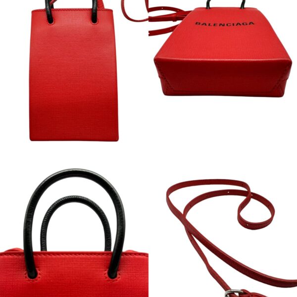 z0358 3 c Balenciaga Leather Mini Shopping Bag Red Black