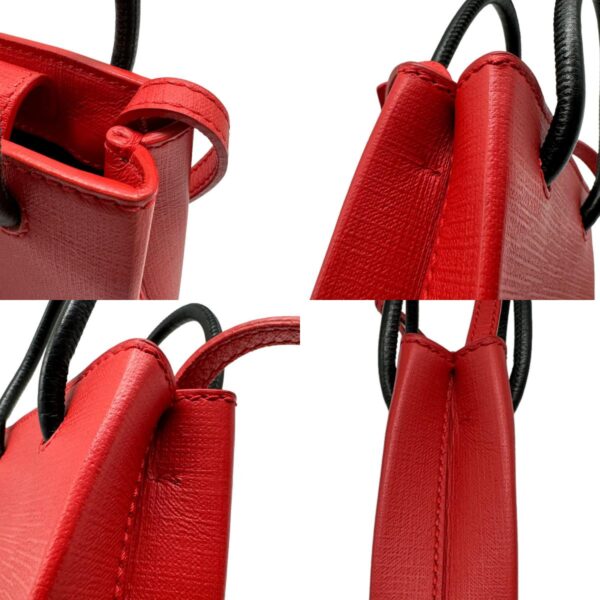 z0358 7 c Balenciaga Leather Mini Shopping Bag Red Black