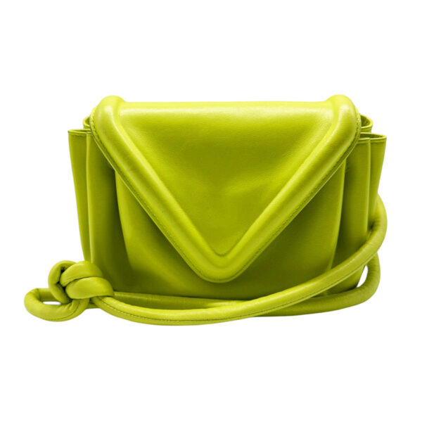 z0364 1 Bottega Veneta Beak Leather Crossbody Shoulder Bag Yellow Green