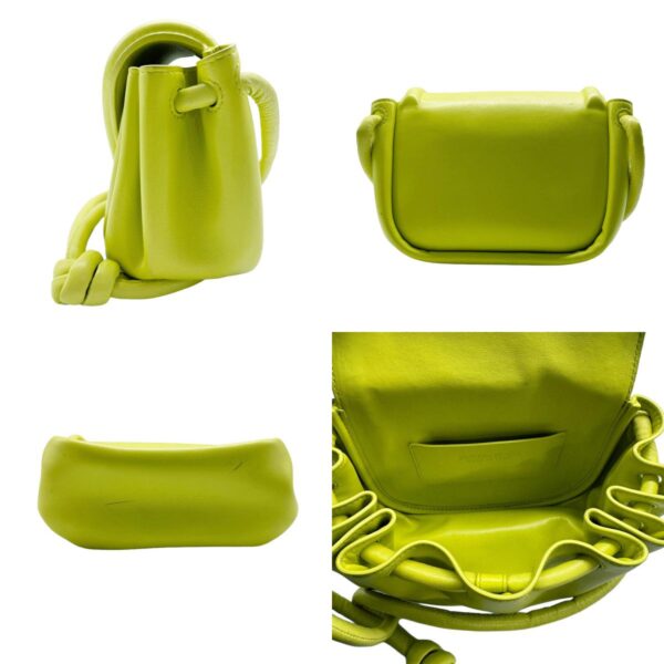 z0364 2 c Bottega Veneta Beak Leather Crossbody Shoulder Bag Yellow Green