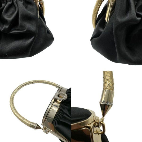 z0374 7 c Salvatore Ferragamo Gancini Satin Handbag Black