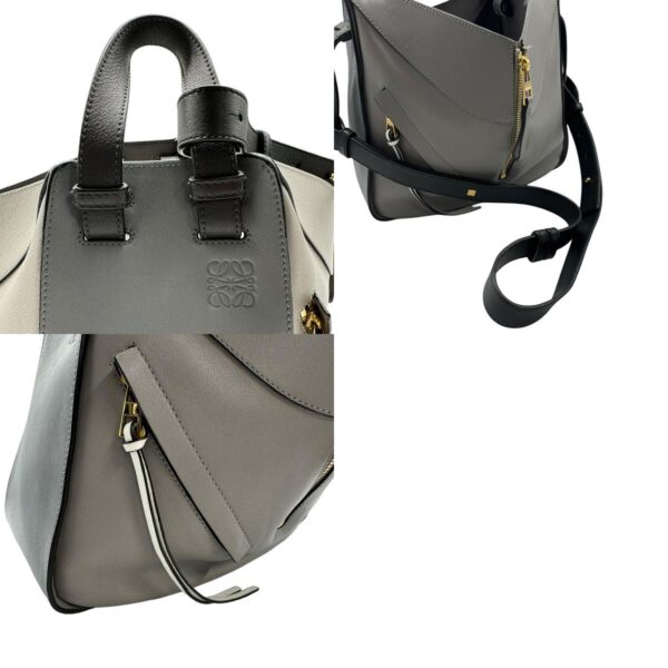 z0384 11 c Loewe Hammock Leather Shoulder Bag Gray Gray