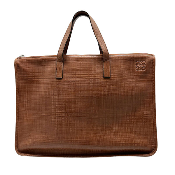 z0386 1 Loewe Anagram Leather Business Bag Brown