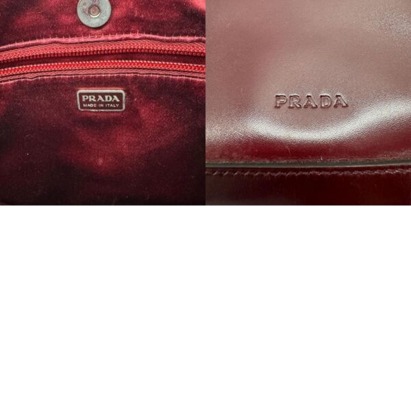 z0393 11 c Prada Shoulder Bag Leather Burgundy