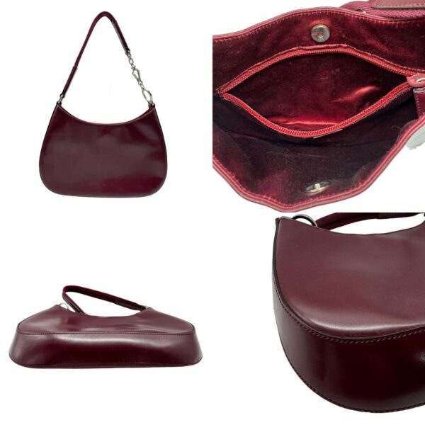 z0393 3 c Prada Shoulder Bag Leather Burgundy