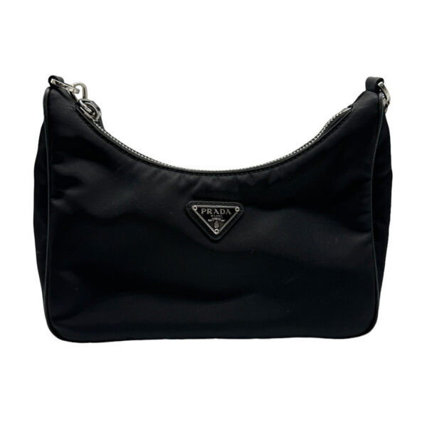 z0402 1 Prada Diagonal Shoulder Bag Nylon Black