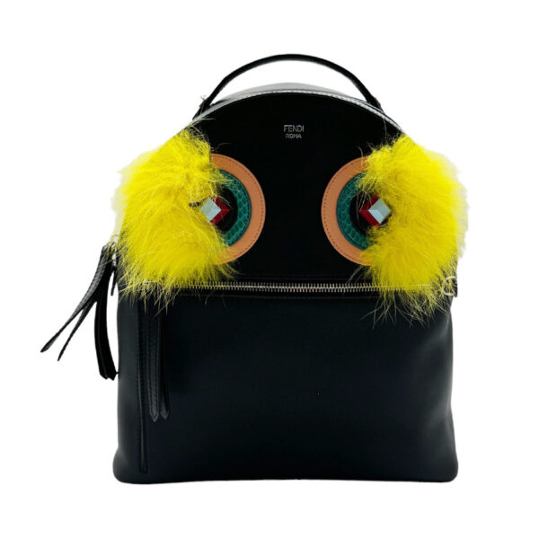 z0405 1 Fendi Backpack Monster Leather Black